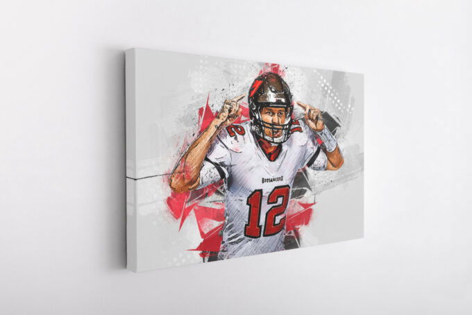 Tom Brady Poster Tampa Bay Buccaneers NFL Canvas Unique Design Wall Art Print Hand Made Ready to Hang Custom Design