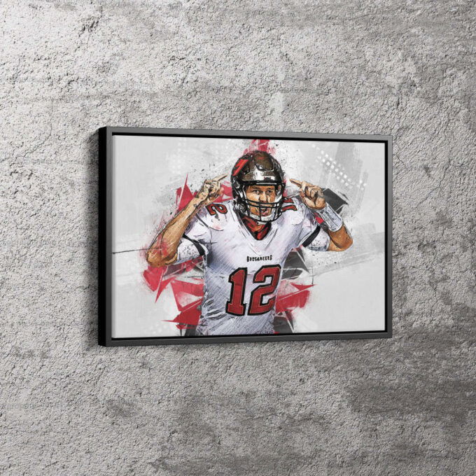 Tom Brady Poster Tampa Bay Buccaneers NFL Canvas Unique Design Wall Art Print Hand Made Ready to Hang Custom Design