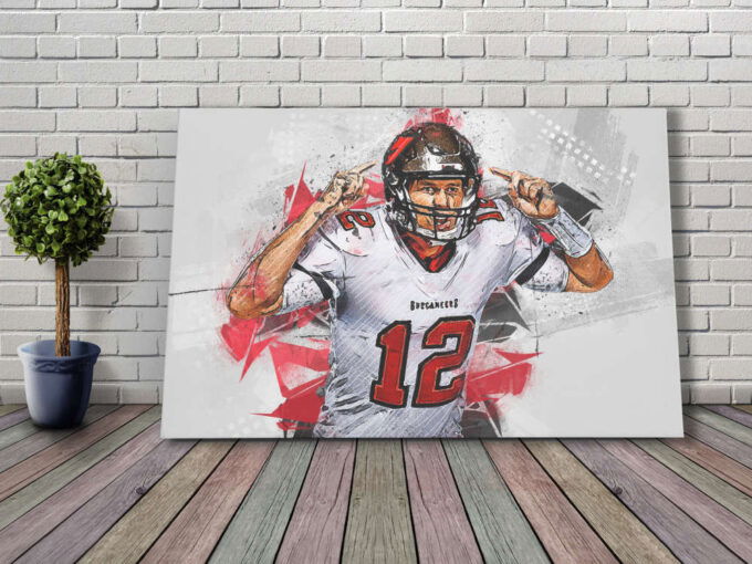 Tom Brady Poster Tampa Bay Buccaneers NFL Canvas Unique Design Wall Art Print Hand Made Ready to Hang Custom Design