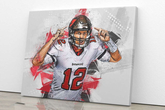 Tom Brady Poster Tampa Bay Buccaneers NFL Canvas Unique Design Wall Art Print Hand Made Ready to Hang Custom Design