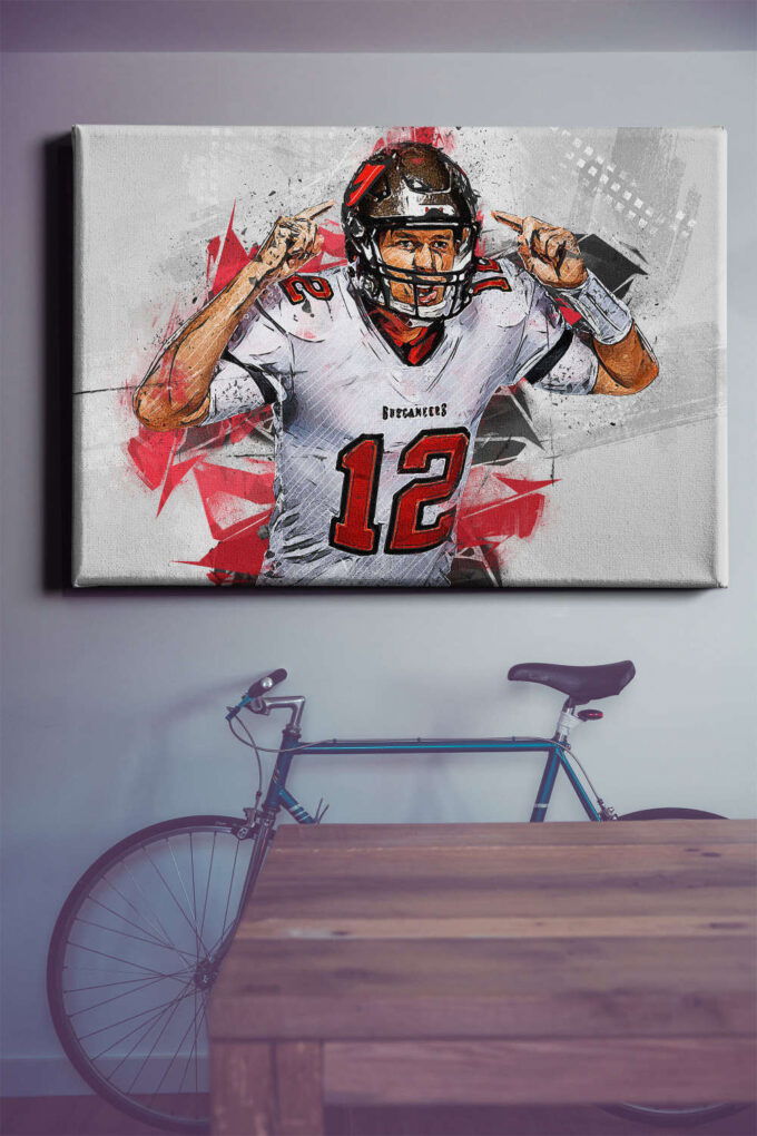 Tom Brady Poster Tampa Bay Buccaneers NFL Canvas Unique Design Wall Art Print Hand Made Ready to Hang Custom Design