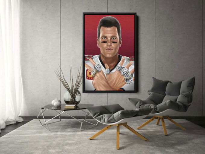 Tom Brady Rings Poster MVP Buccaneers Canvas Unique Design Wall Art Print Hand Made Ready to Hang Custom Design