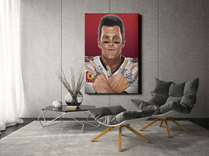 Tom Brady Rings Poster MVP Buccaneers Canvas Unique Design Wall Art Print Hand Made Ready to Hang Custom Design