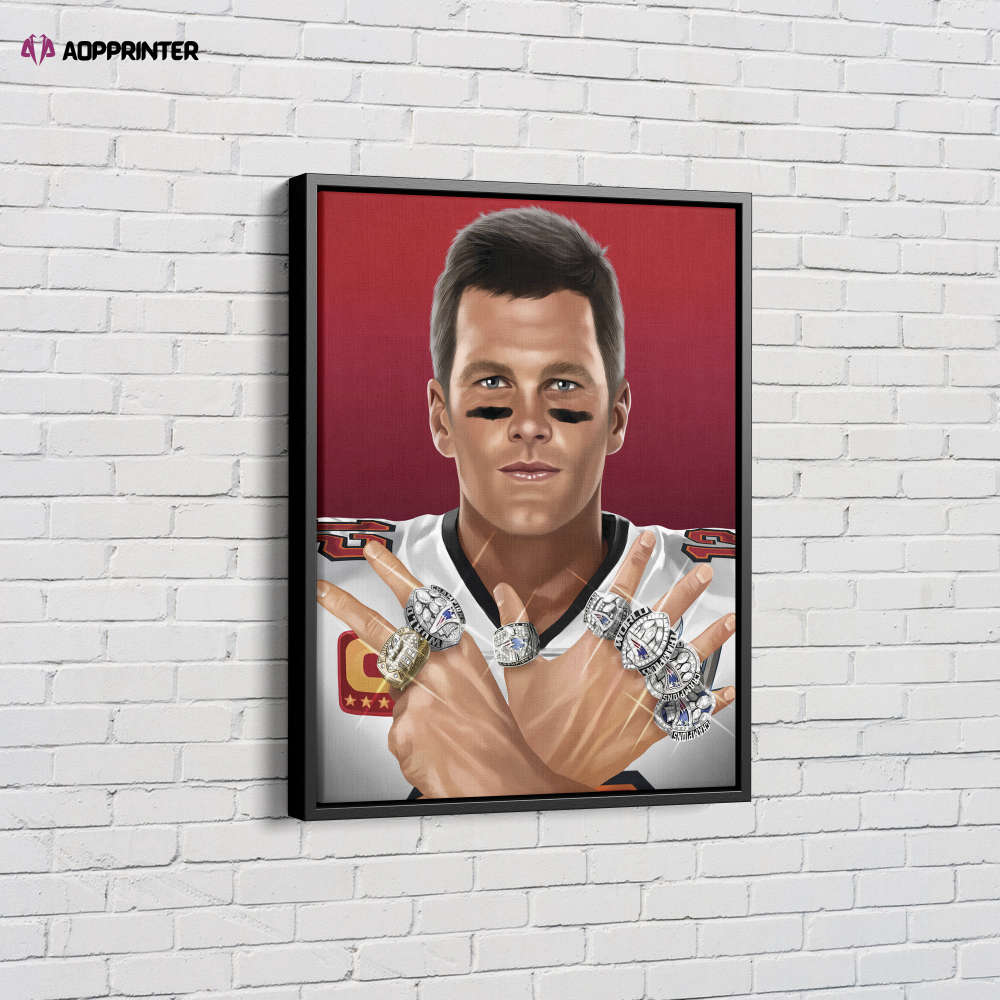 Tom Brady Rings Poster MVP Buccaneers Canvas Unique Design Wall Art Print Hand Made Ready to Hang Custom Design Tom Brady Rings Poster MVP Buccaneers Canvas Unique Design Wall Art Print Hand Made Ready to Hang Custom Design
