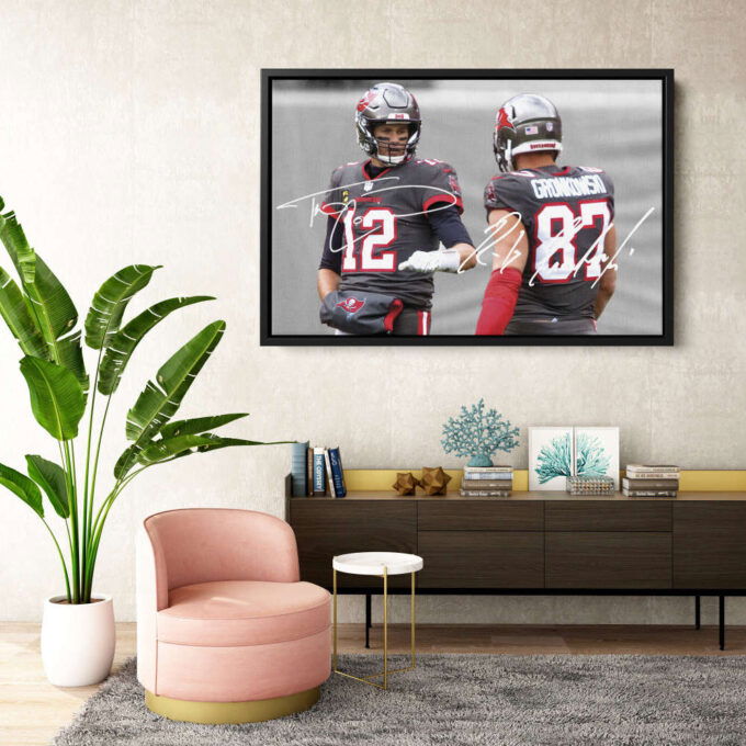 Tom Brady Rob Gronkowski Autographed Poster Tampa Bay BuccaneersCanvas Unique Design Wall Art Print Hand Made Ready to Hang Custom Design