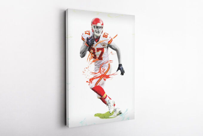 Travis Kelce Art Poster Kansas City Chiefs Canvas Unique Design Wall Art Print Hand Made Ready to Hang Custom Design