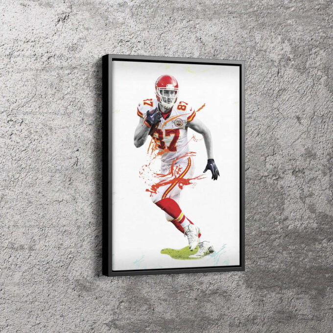 Travis Kelce Art Poster Kansas City Chiefs Canvas Unique Design Wall Art Print Hand Made Ready to Hang Custom Design