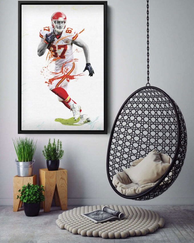 Travis Kelce Art Poster Kansas City Chiefs Canvas Unique Design Wall Art Print Hand Made Ready to Hang Custom Design
