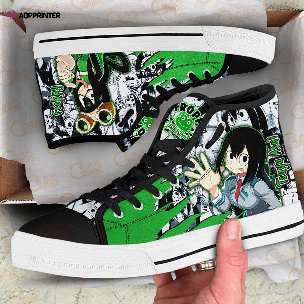 Tsuyu Asui High Top Shoes Custom My Hero Academia Anime For Fans Tsuyu Asui High Top Shoes Custom My Hero Academia Anime For Fans