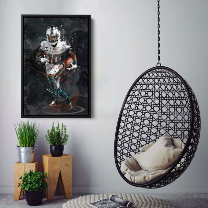 Tyreek Hill Art Miami Dolphins NFL Canvas Wall Art Home Decor Framed Poster Man Cave Gift