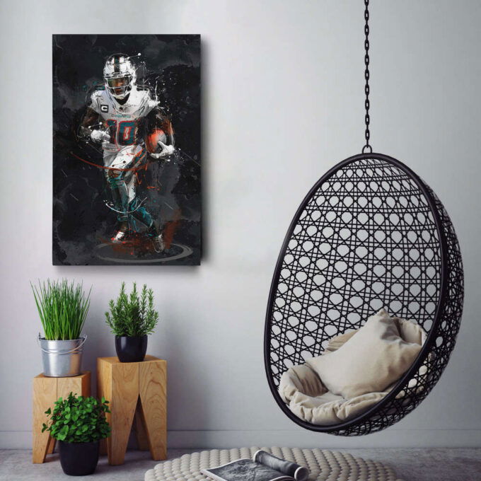 Tyreek Hill Art Miami Dolphins NFL Canvas Wall Art Home Decor Framed Poster Man Cave Gift