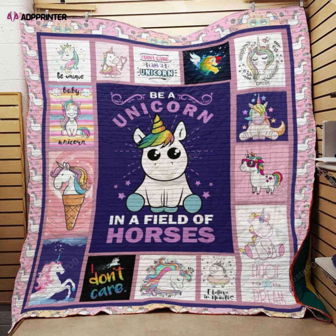 Unicorn Be A Unicorn In A Field Of Horses Quilt Blanket Great Customized Gifts For Birthday Christmas Thanksgiving Perfect Gifts For Unicorn Lover
