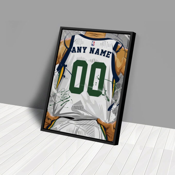 Utah Jazz Jersey NBA Personalized Jersey Custom Name and Number Canvas Wall Art  Print Home Decor Framed Poster Man Cave Gift
