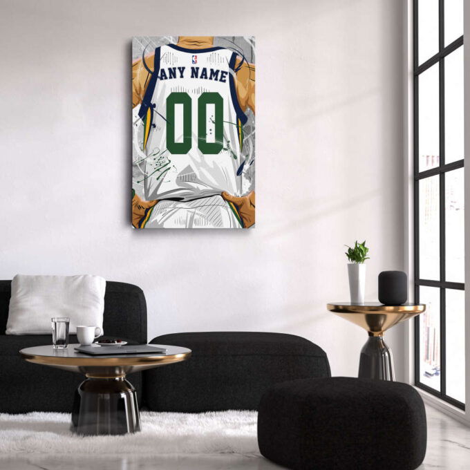 Utah Jazz Jersey NBA Personalized Jersey Custom Name and Number Canvas Wall Art  Print Home Decor Framed Poster Man Cave Gift