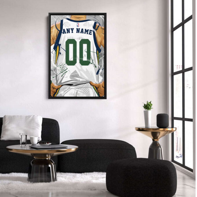 Utah Jazz Jersey NBA Personalized Jersey Custom Name and Number Canvas Wall Art  Print Home Decor Framed Poster Man Cave Gift