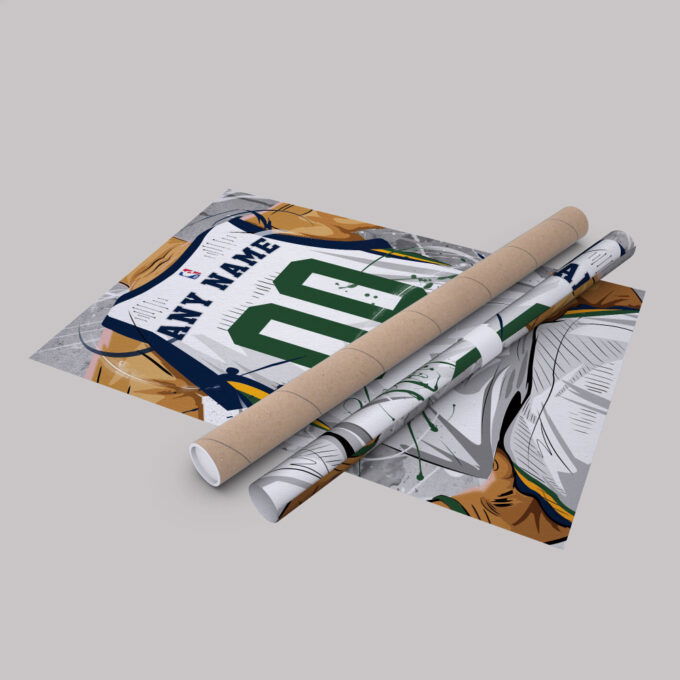 Utah Jazz Jersey NBA Personalized Jersey Custom Name and Number Canvas Wall Art  Print Home Decor Framed Poster Man Cave Gift