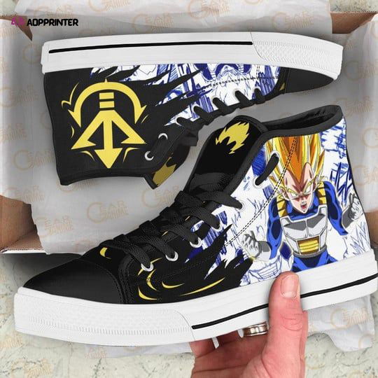 Vegeta Saiyan Emblem High Top Canvas Shoes Custom Dragon Ball Anime For Fans Vegeta Saiyan Emblem High Top Canvas Shoes Custom Dragon Ball Anime For Fans