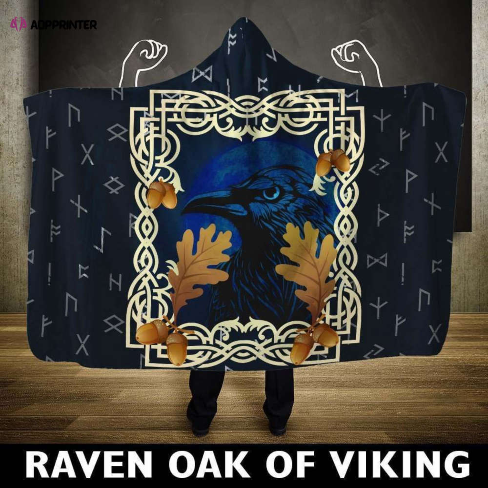 Viking Hooded Blanket – Raven Oak Leaves and Acorns PL104 Viking Hooded Blanket – Raven Oak Leaves and Acorns PL104