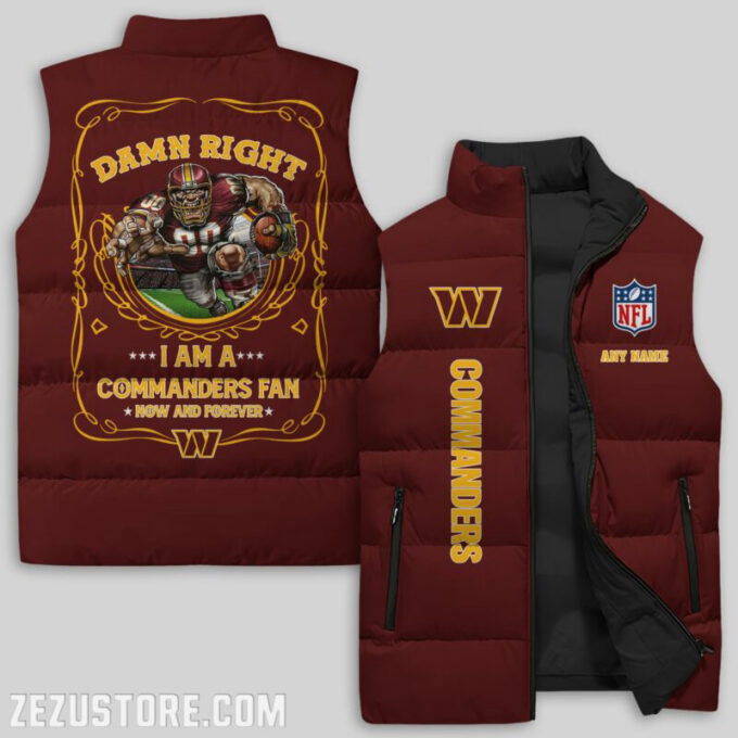 Washington Commanders NFL Sleeveless Puffer Jacket Custom For Fans Gifts