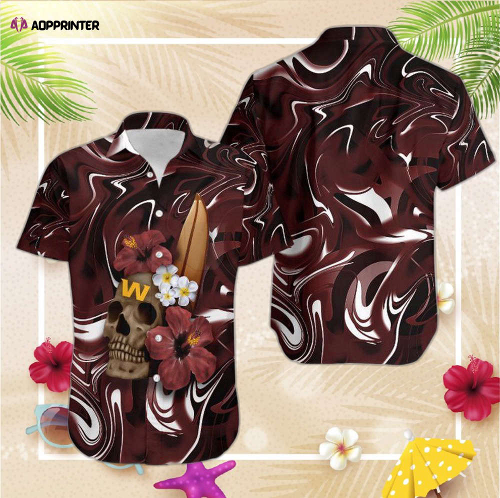 Washington Football Team Skull and Hibiscus Flower NFL Gift For Fans Washington Football Team Skull and Hibiscus Flower NFL Gift For Fans