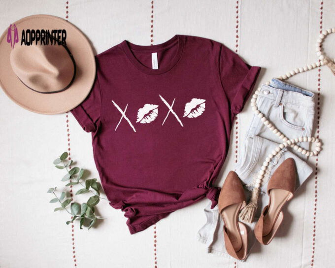 XOXO Shirt Kiss Shirt Valentine Shirt Gift For Girlfriend Lips Shirt XO Shirt Lovely Shirts Cute Shirts Gift Shirt For Women