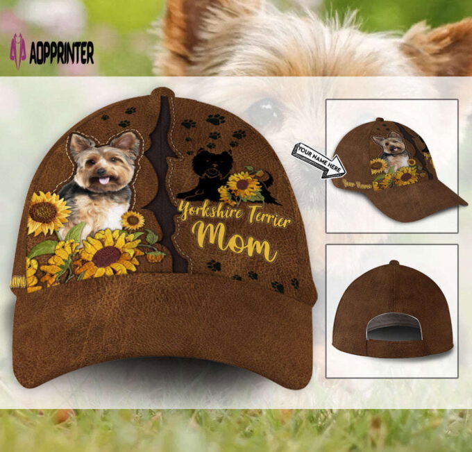 Yorkshire Dog Leather Sunflower Hat Classic Cap ATP104009Pb