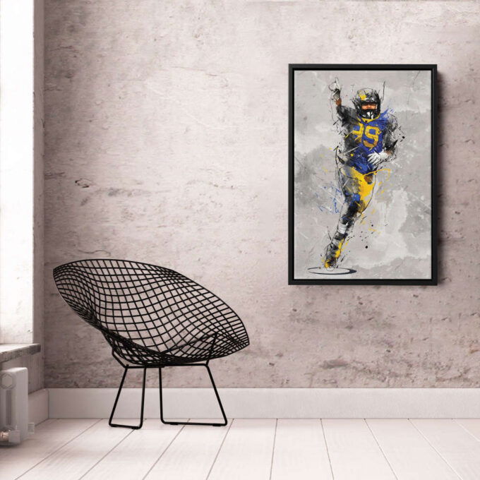 Aaron Donald Poster Los Angeles Rams NFL Canvas Wall Art Home Decor Framed Poster Man Cave Gift