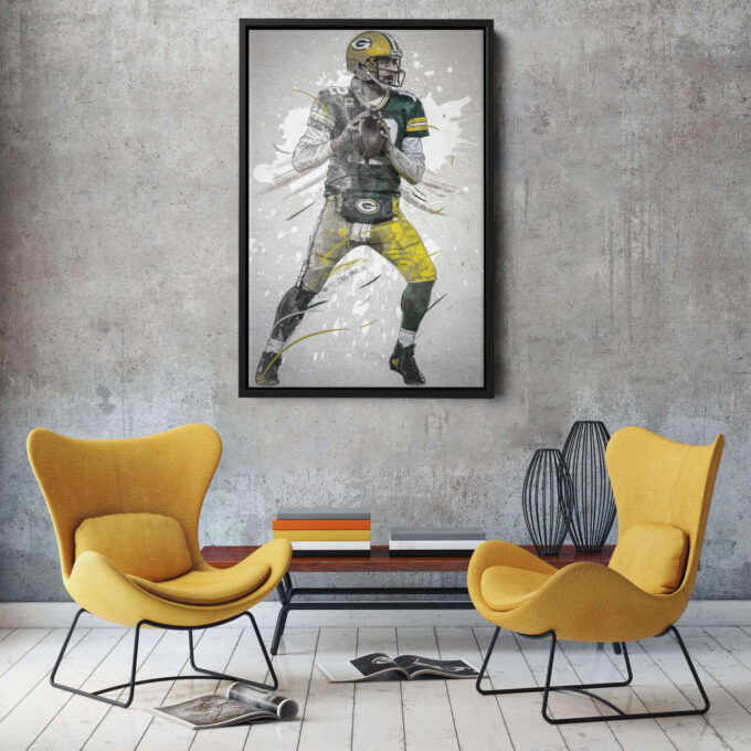 Aaron Rodgers Poster Green Bay Packers NFL Framed Wall Art Home Decor Canvas Print Artwork