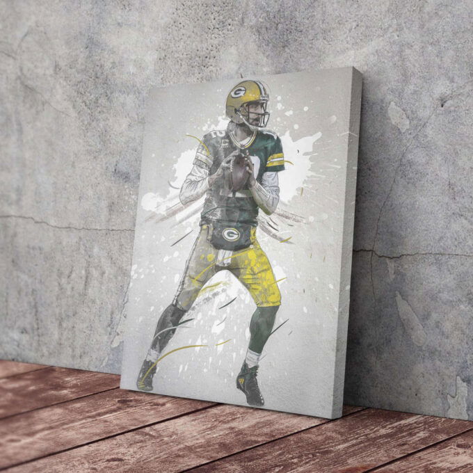 Aaron Rodgers Poster Green Bay Packers NFL Framed Wall Art Home Decor Canvas Print Artwork