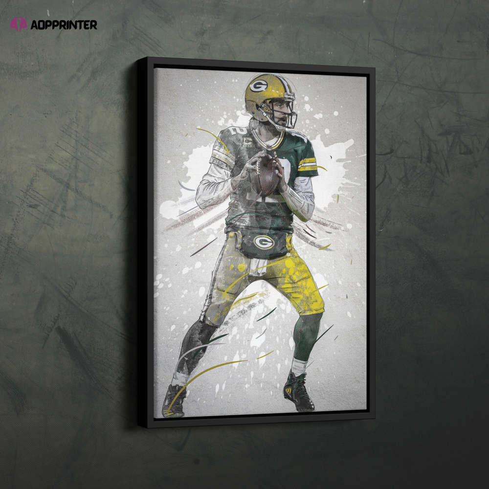 Aaron Rodgers Poster Green Bay Packers NFL Framed Wall Art Home Decor Canvas Print Artwork Aaron Rodgers Poster Green Bay Packers NFL Framed Wall Art Home Decor Canvas Print Artwork