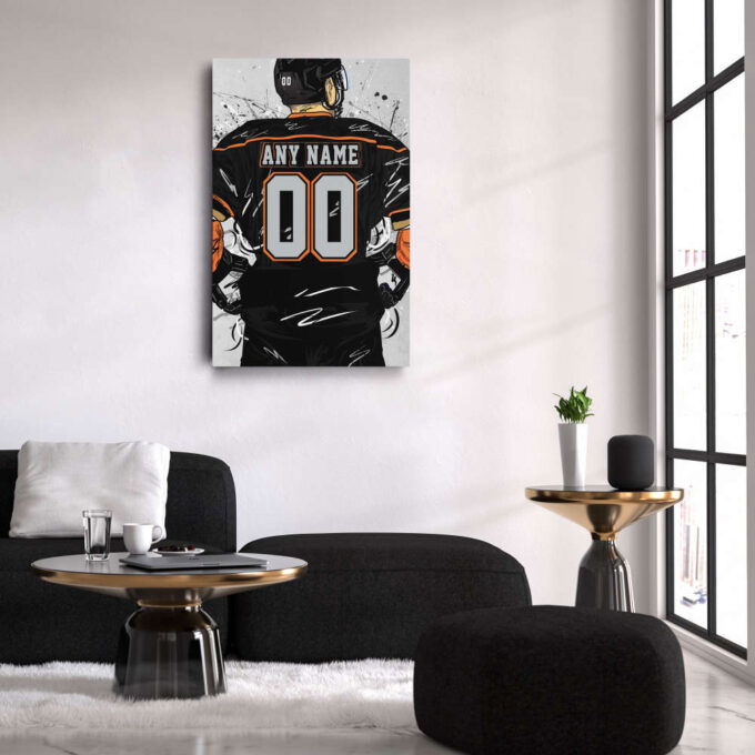 Anaheim Ducks Jersey NHL Personalized Jersey Custom Name and Number Canvas Wall Art Home Decor Framed Poster Man Cave Gift