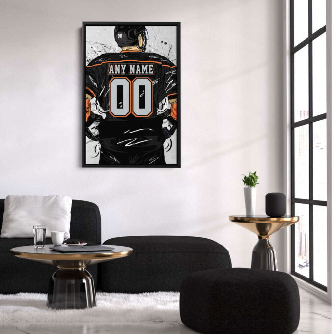 Anaheim Ducks Jersey NHL Personalized Jersey Custom Name and Number Canvas Wall Art Home Decor Framed Poster Man Cave Gift
