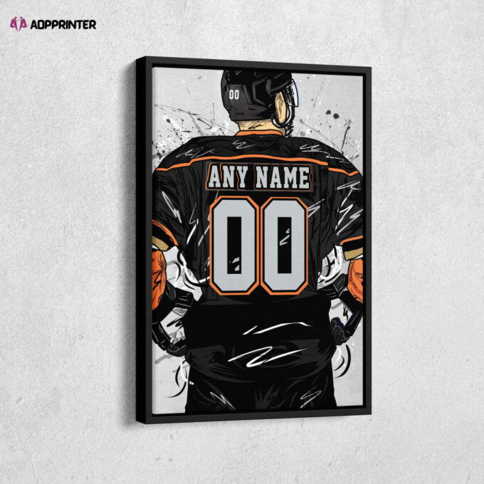 Anaheim Ducks Jersey NHL Personalized Jersey Custom Name and Number Canvas Wall Art Home Decor Framed Poster Man Cave Gift