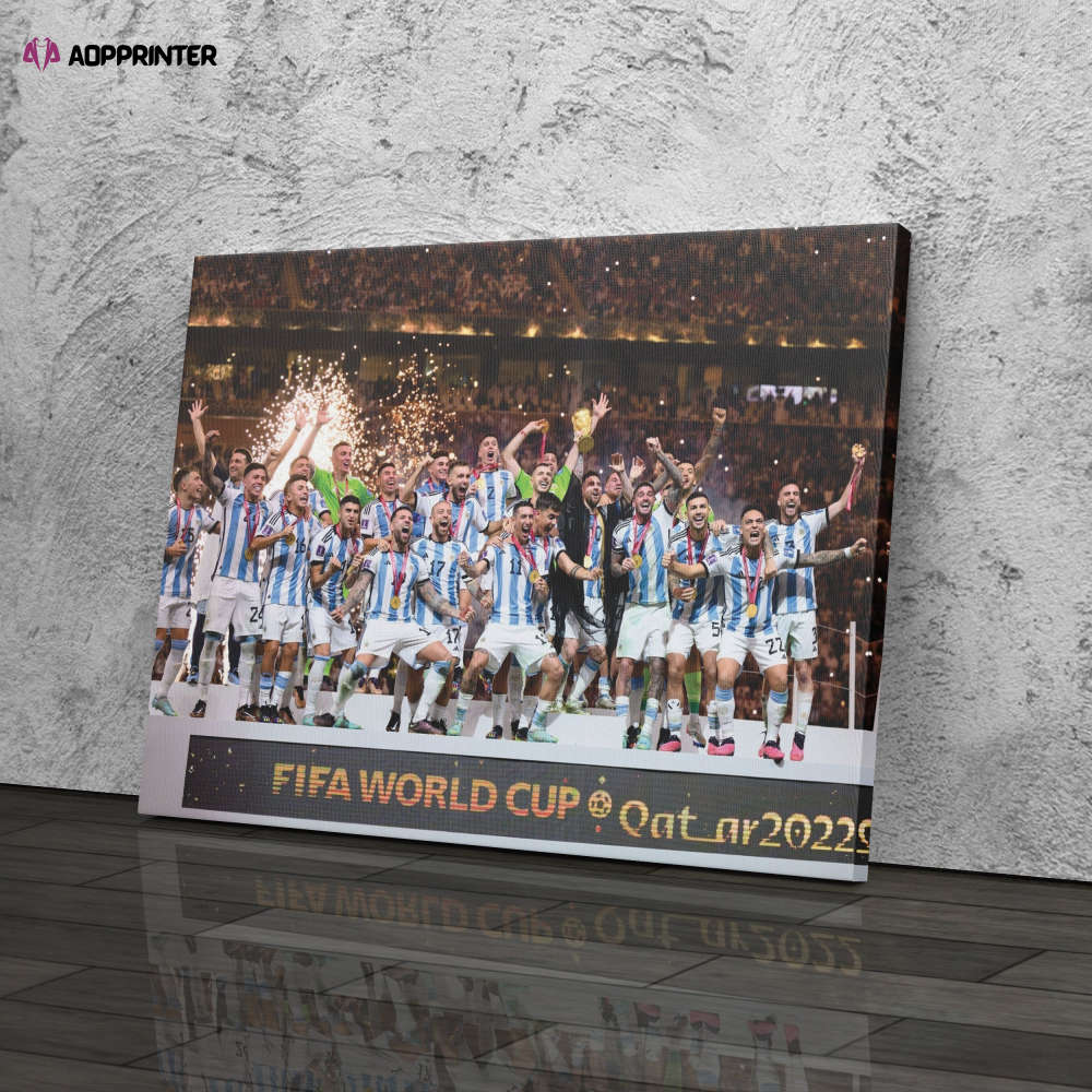 Argentina celebrate with their FIFA World Cup Trophy Canvas Wall Art Print Home Decor Hand Made Argentina celebrate with their FIFA World Cup Trophy Canvas Wall Art Print Home Decor Hand Made