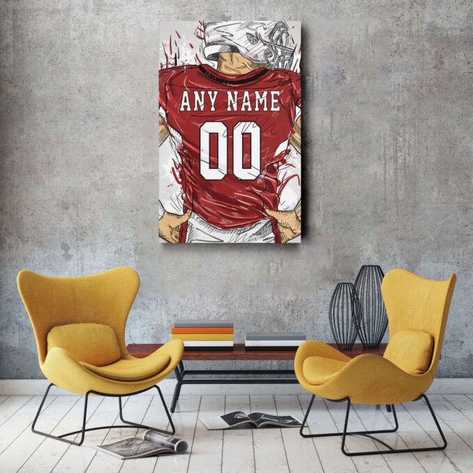 Arizona Cardinals Jersey Personalized Jersey NFL Custom Name and Number Canvas Wall Art Home Decor Framed Poster Man Cave Gift