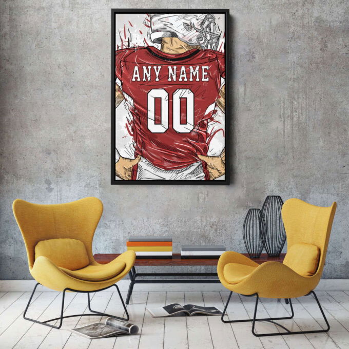 Arizona Cardinals Jersey Personalized Jersey NFL Custom Name and Number Canvas Wall Art Home Decor Framed Poster Man Cave Gift