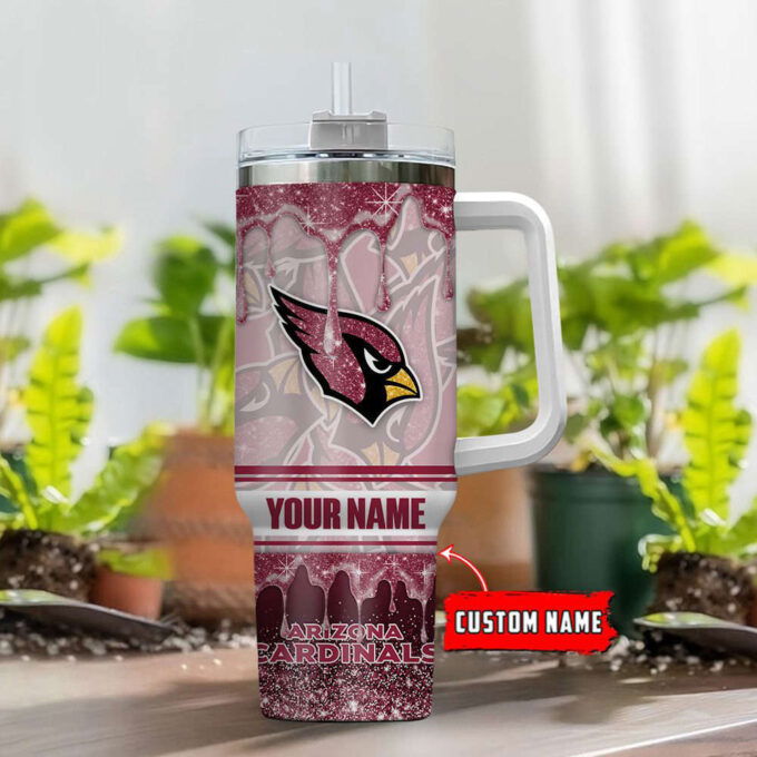 Arizona Cardinals NFL Glitter Custom Name 40oz Stanley Tumbler Gift for Fans