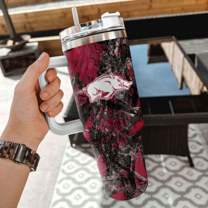 Arkansas Razorbacks NCAA Hunting Personalized Stanley Tumbler 40oz Gift for Fans