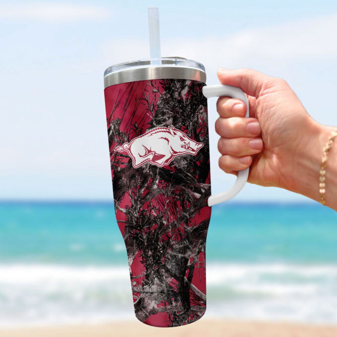 Arkansas Razorbacks NCAA Hunting Personalized Stanley Tumbler 40oz Gift for Fans