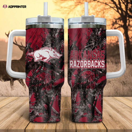 Cart 2 Arkansas Razorbacks NCAA Hunting Personalized Stanley Tumbler 40oz Gift for Fans