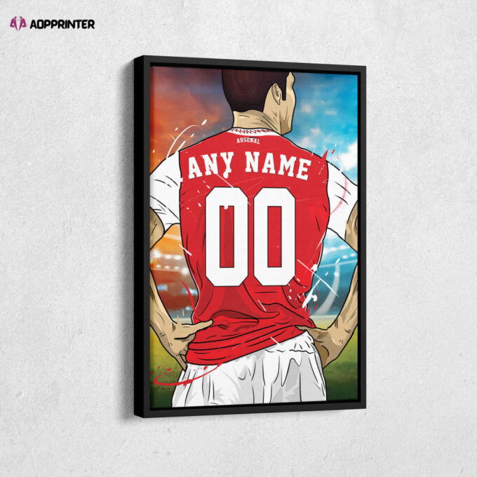 Arsenal F.C. Jersey Soccer Personalized Jersey Custom Name and Number Canvas Wall Art Home Decor Framed Poster Man Cave Gift