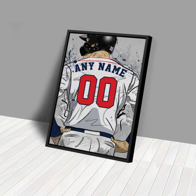 Atlanta Braves Jersey MLB Personalized Jersey Custom Name and Number Canvas Wall Art Home Decor Framed Poster Man Cave Gift