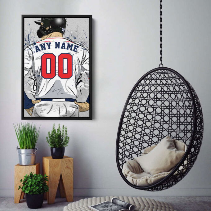Atlanta Braves Jersey MLB Personalized Jersey Custom Name and Number Canvas Wall Art Home Decor Framed Poster Man Cave Gift