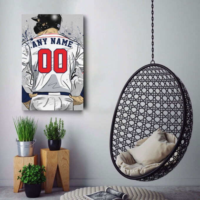 Atlanta Braves Jersey MLB Personalized Jersey Custom Name and Number Canvas Wall Art Home Decor Framed Poster Man Cave Gift