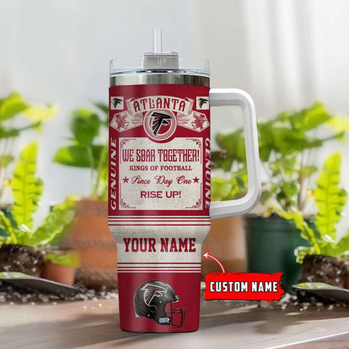 Atlanta Falcons NFL Vintage King Of Football Custom Name 40oz Stanley Tumbler Gift for Fans