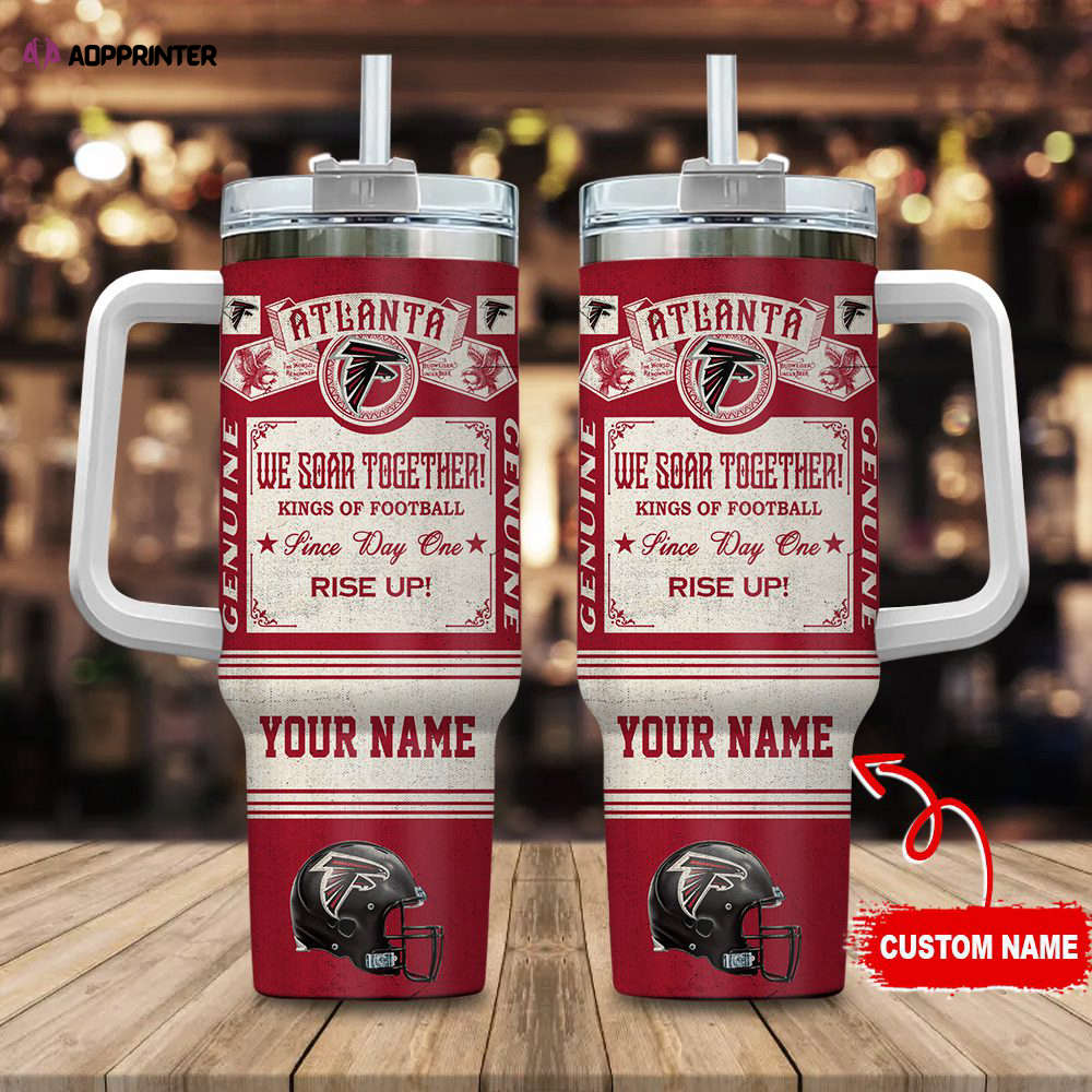 Atlanta Falcons NFL Vintage King Of Football Custom Name 40oz Stanley Tumbler Gift for Fans Atlanta Falcons NFL Vintage King Of Football Custom Name 40oz Stanley Tumbler Gift for Fans