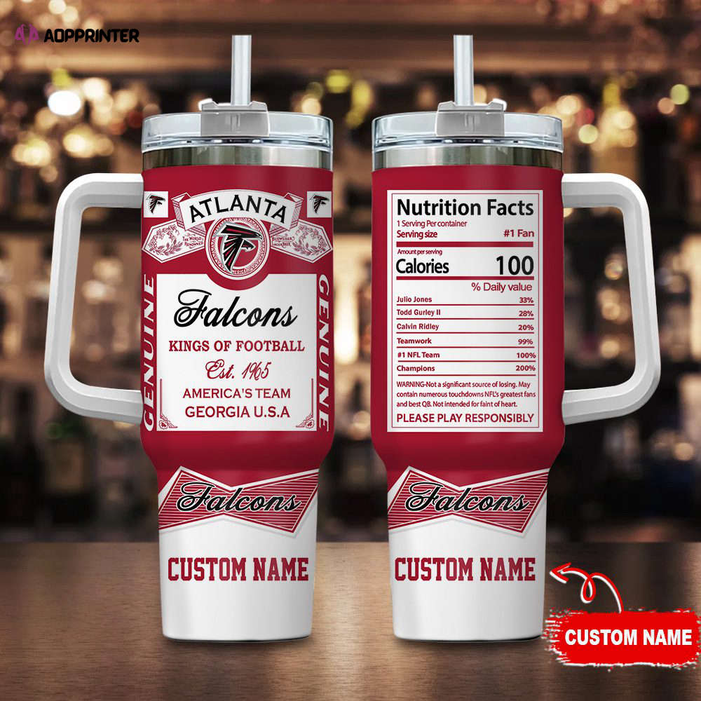 Atlanta Falcons Personalized NFL Nutrition Facts 40oz Stanley Tumbler Gift for Fans Atlanta Falcons Personalized NFL Nutrition Facts 40oz Stanley Tumbler Gift for Fans