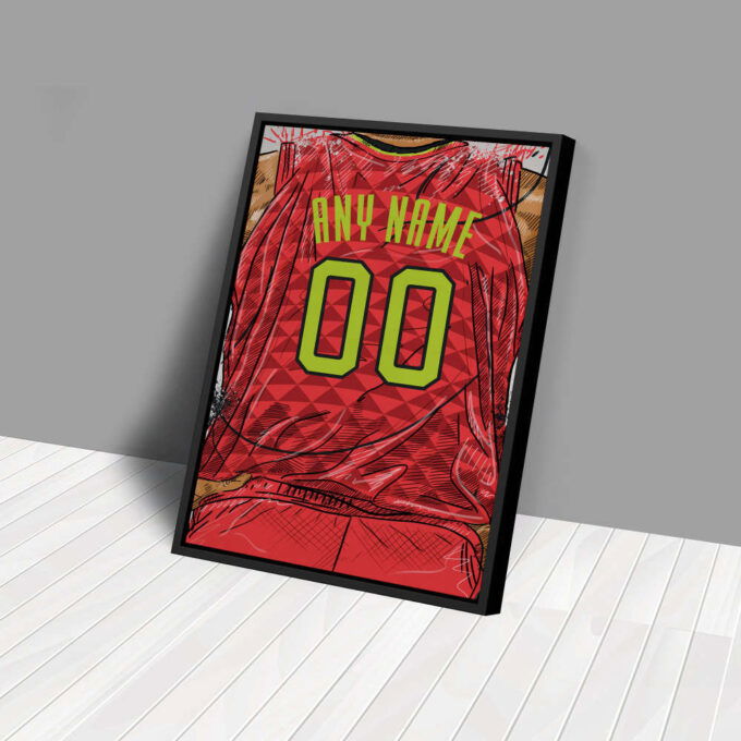 Atlanta Hawks Jersey Personalized Jersey NBA Custom Name and Number Canvas Wall Art Home Decor Framed Poster Man Cave Gift