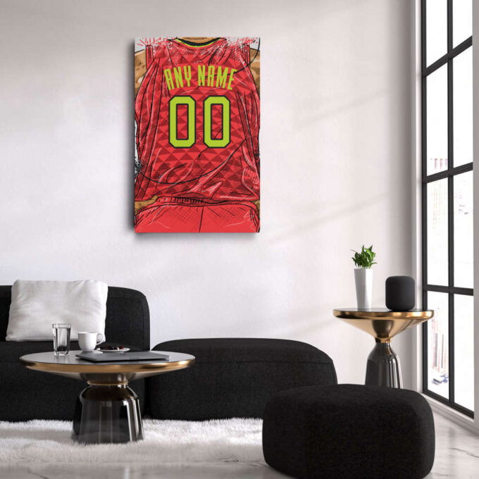 Atlanta Hawks Jersey Personalized Jersey NBA Custom Name and Number Canvas Wall Art Home Decor Framed Poster Man Cave Gift
