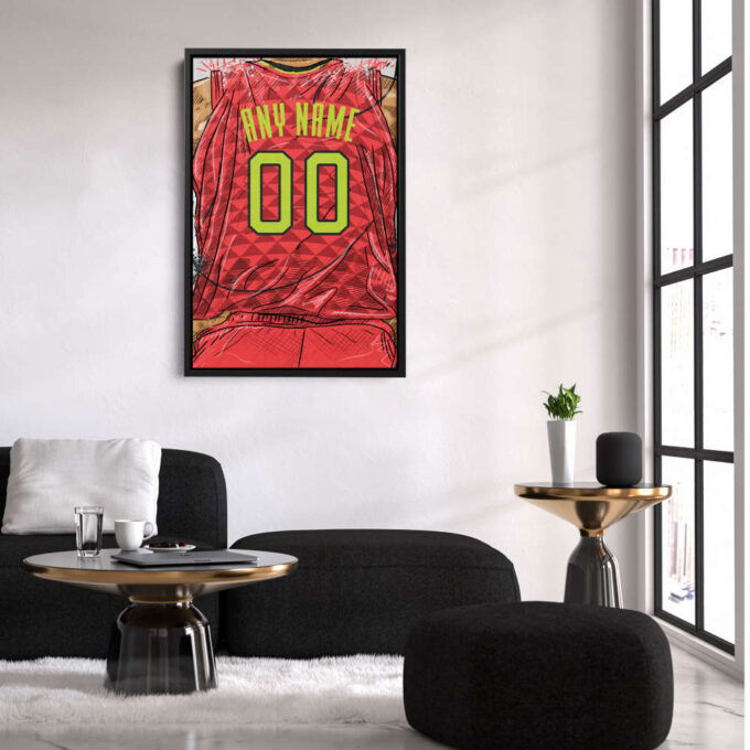 Atlanta Hawks Jersey Personalized Jersey NBA Custom Name and Number Canvas Wall Art Home Decor Framed Poster Man Cave Gift